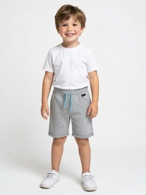 Boys’ Grey Pull-On Shorts with Blue Drawstring